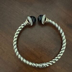 New Brighton neptune rings silver and Black Cable Bracelet